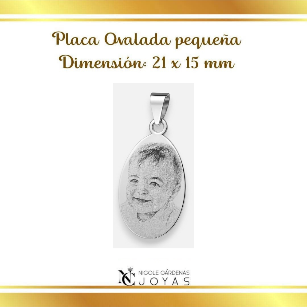 Fotograbado en placa ovalada pequeña