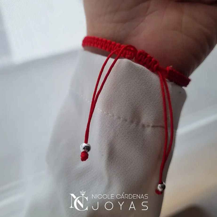 PULSERA HILO ROJO CORAZÓN Y PIEDRAS ÁGATA