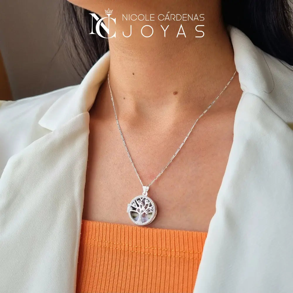 RELICARIO CIRCULAR ÁRBOL DE LA VIDA CIRCONES MULTICOLOR