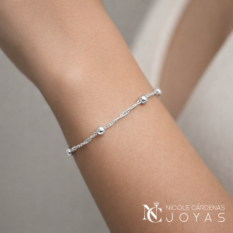 PULSERA SINGAPUR CON ESFERAS 18 cm