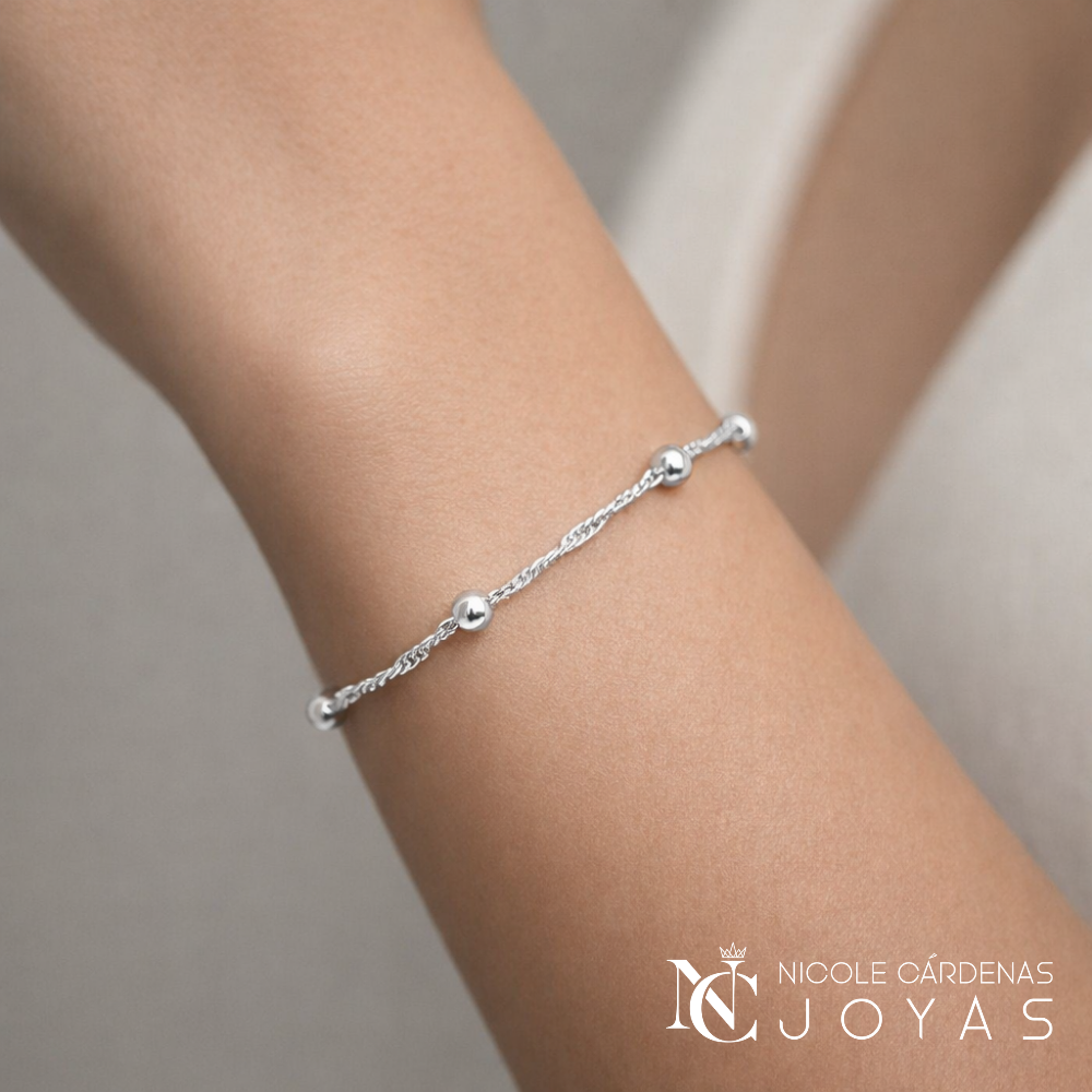 PULSERA SINGAPUR CON ESFERAS 18 cm