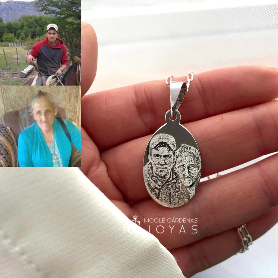 Fotograbado en placa ovalada mediana