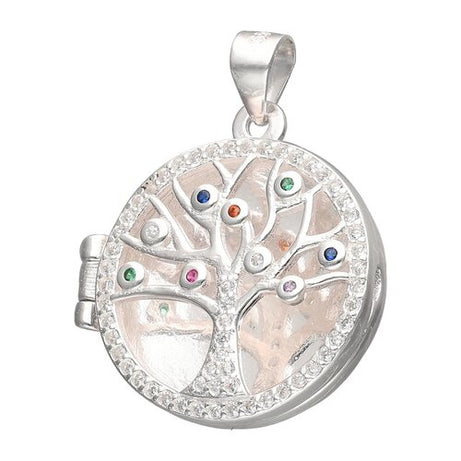 RELICARIO CIRCULAR ÁRBOL DE LA VIDA CIRCONES MULTICOLOR