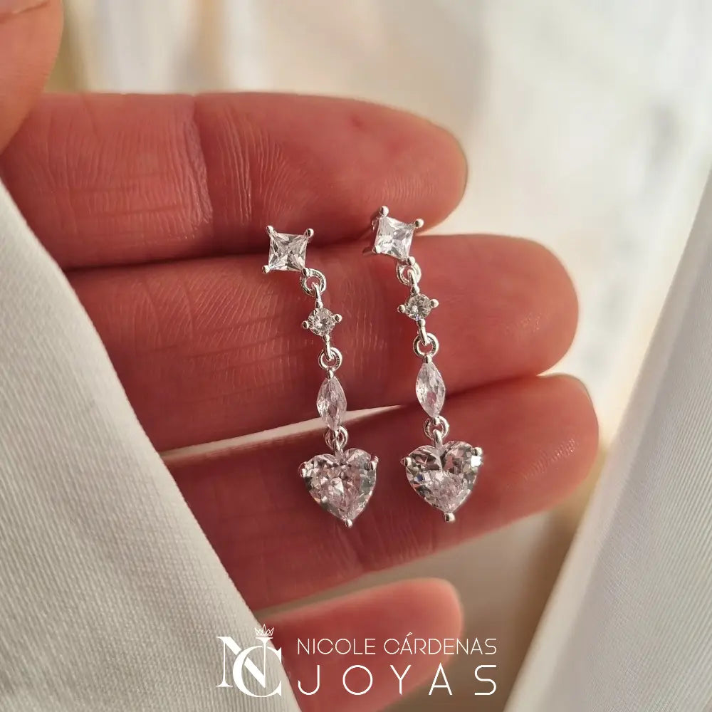 AROS LARGOS CORAZÓN CIRCONES