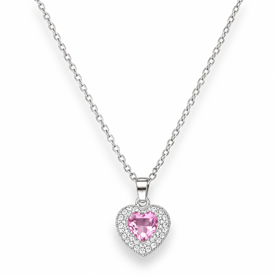 COLLAR CORAZÓN CIRCÓN ROSA FRANCIA