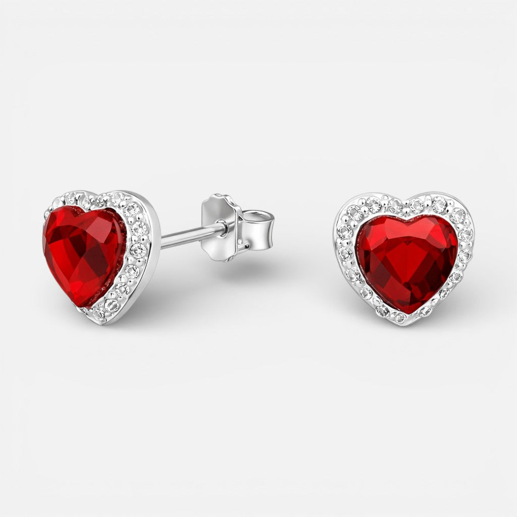 ARO CORAZÓN CRISTAL RUBÍ SWAROVSKI 6 mm DIAMETRO