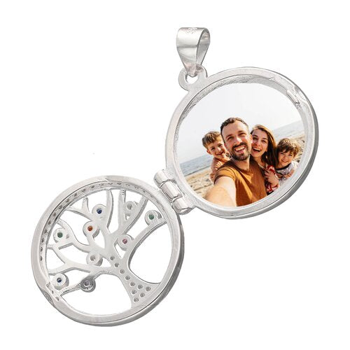 RELICARIO CIRCULAR ÁRBOL DE LA VIDA CIRCONES MULTICOLOR