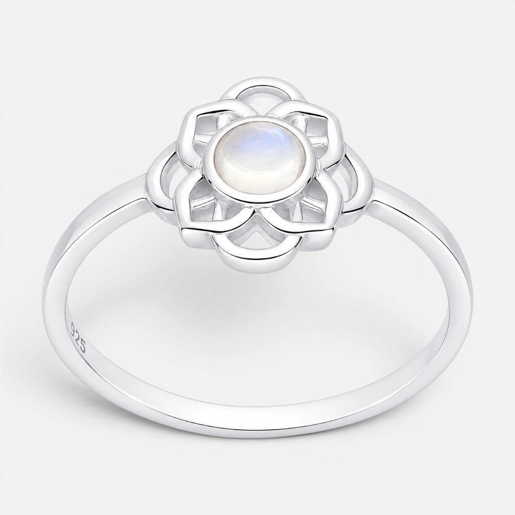 ANILLO FLOR CON PIEDRA LUNA