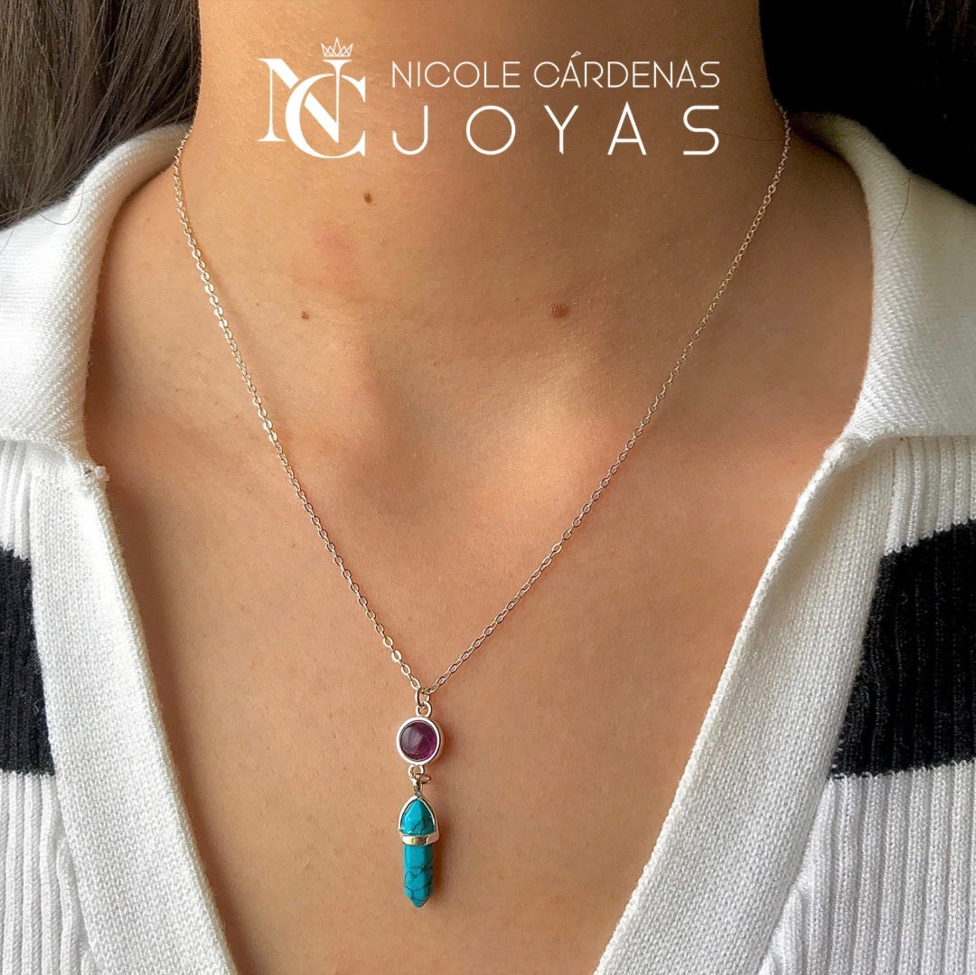 COLLAR CUARZO TURQUEZA Y AMATISTA