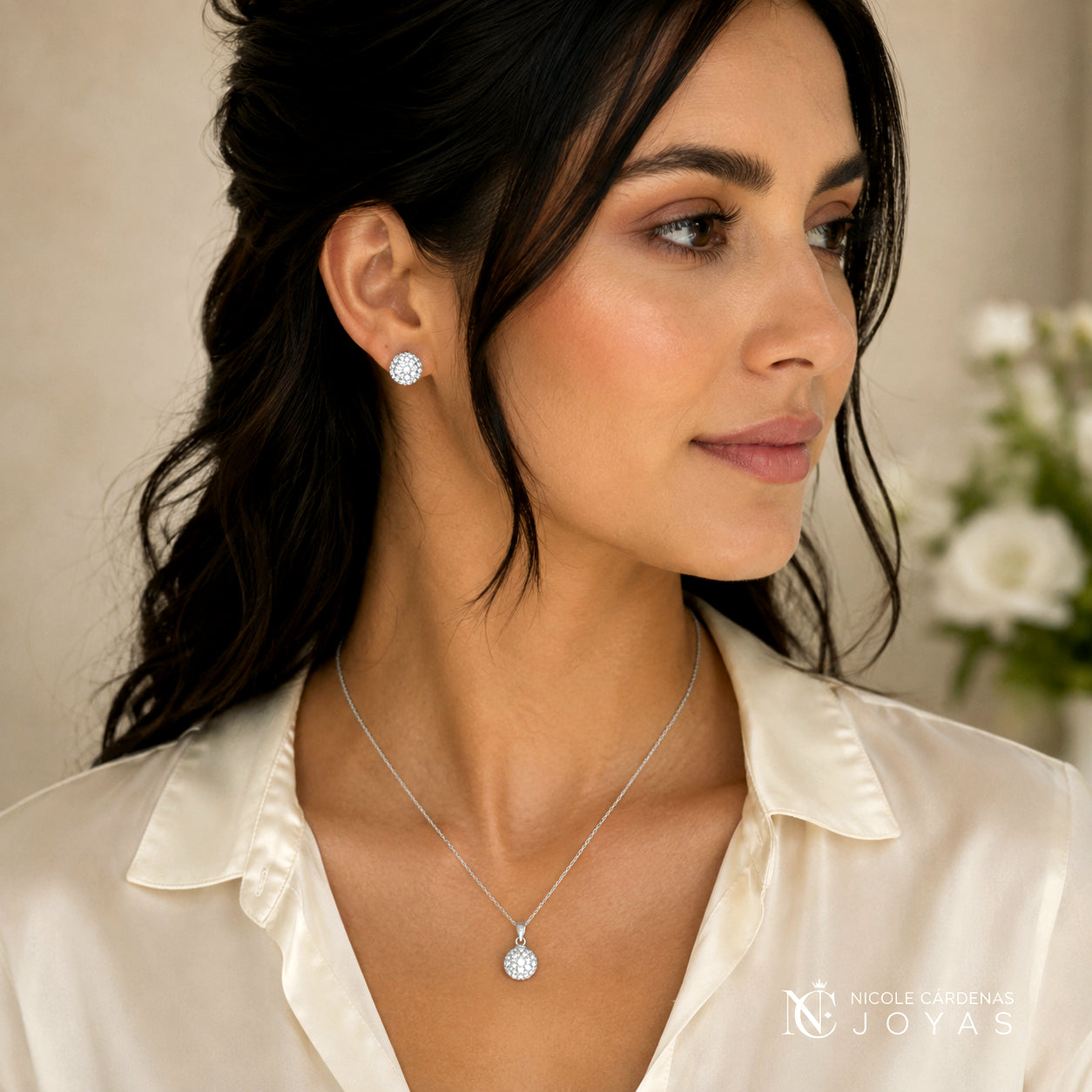 CONJUNTO ESFERA STRASS 8X10 MM