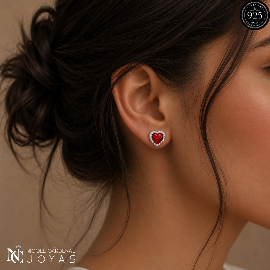 ARO CORAZÓN CRISTAL RUBÍ SWAROVSKI 6 mm DIAMETRO
