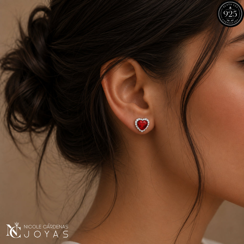 ARO CORAZÓN CRISTAL RUBÍ SWAROVSKI 6 mm DIAMETRO