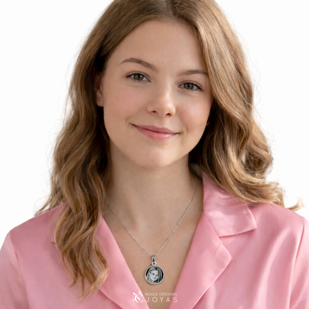 Fotograbado en placa circular pequeña