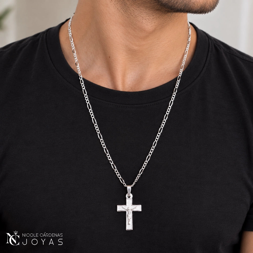 CRUCIFIJO CON CADENA CARTIER  55 CM LARGO- 3 MM ANCHO