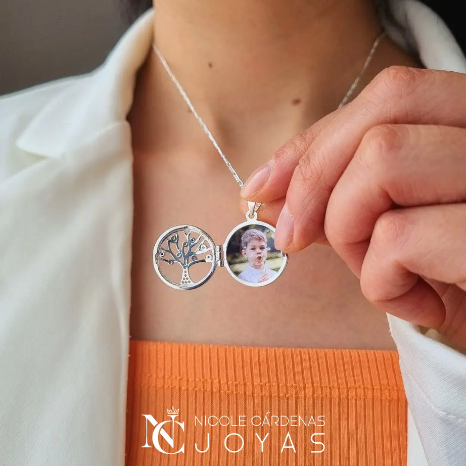 RELICARIO CIRCULAR ÁRBOL DE LA VIDA CIRCONES MULTICOLOR