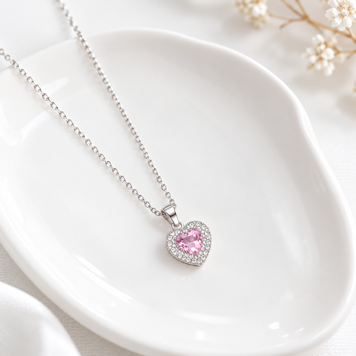 COLLAR CORAZÓN CIRCÓN ROSA FRANCIA