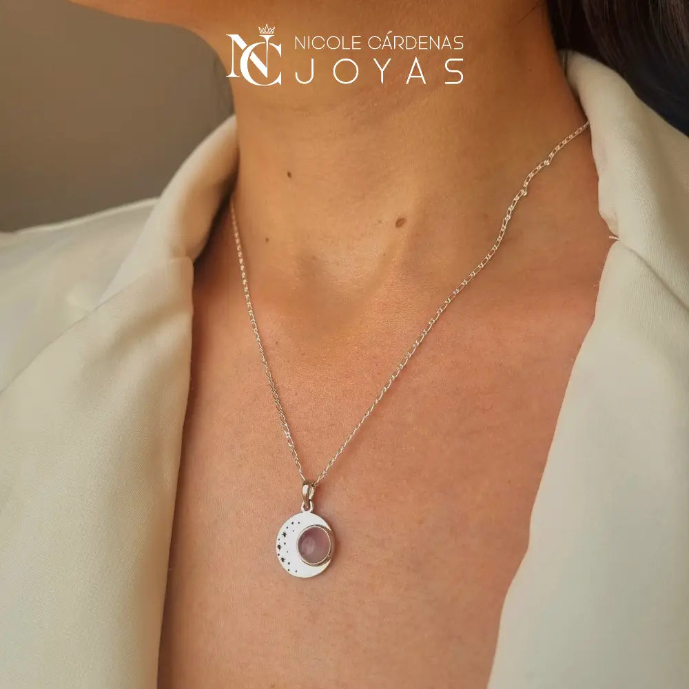 COLLAR CUARZO ROSA CON ESTRELLAS
