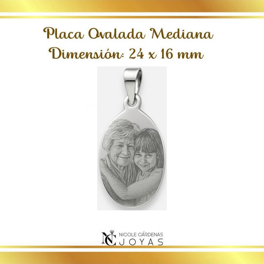Fotograbado en placa ovalada mediana