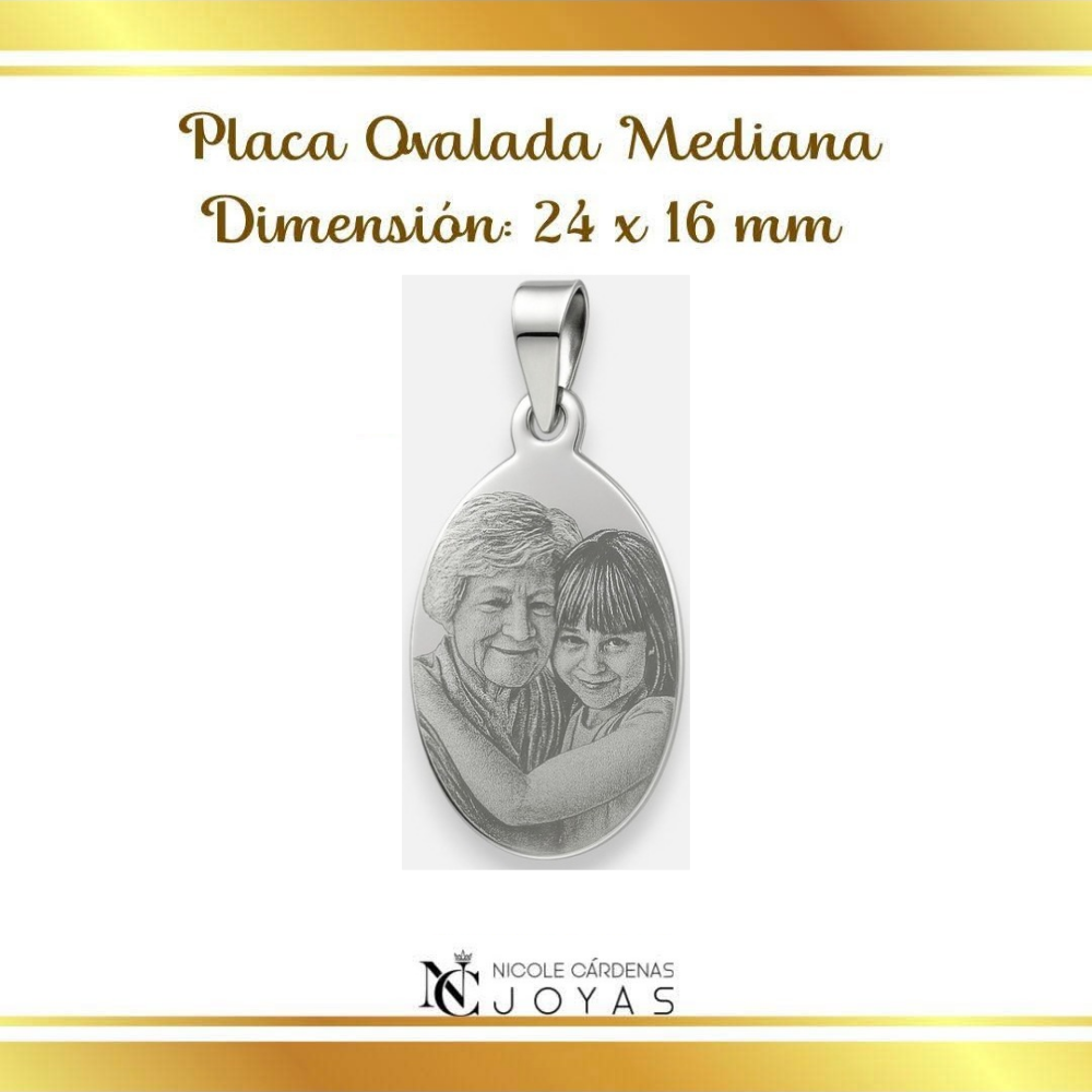 Fotograbado en placa ovalada mediana