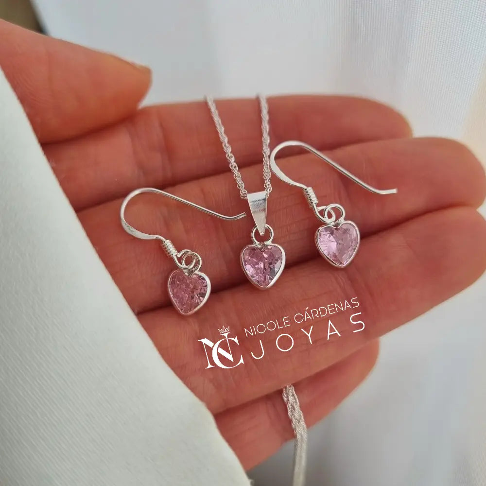 CONJUNTO CORAZÓN CIRCÓN ROSA