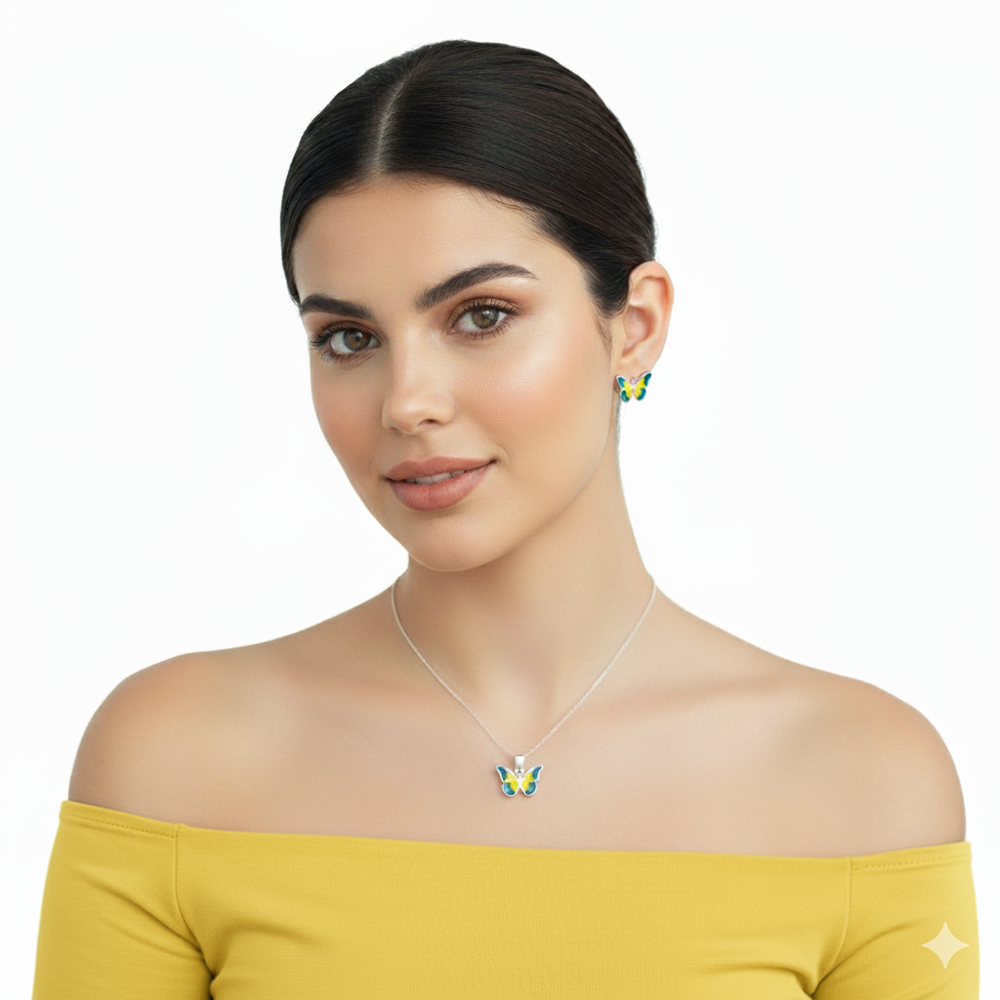 CONJUNTO MARIPOSA ESMALTADA