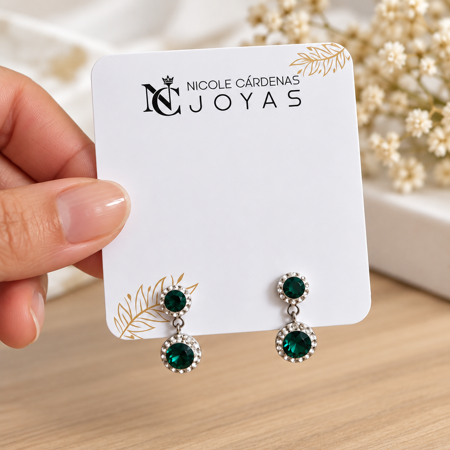 AROS CRISTAL VERDE HECHO CON SWAROVSKI STRASS