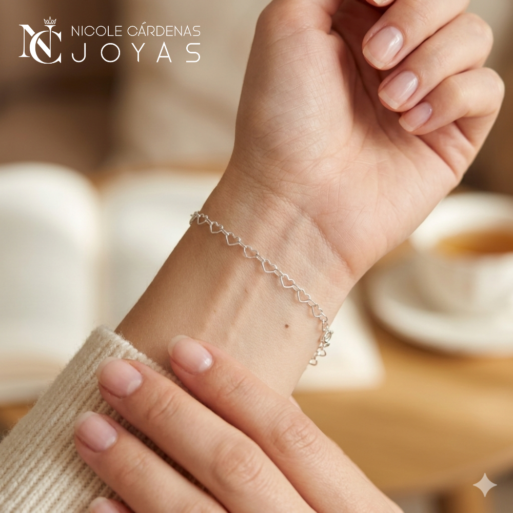 PULSERA CORAZONES 19 cm