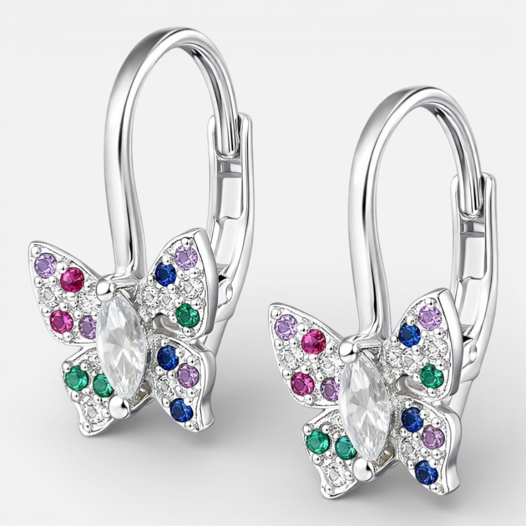 ARO CLIP MARIPOSA CON  CIRCONES MULTICOLOR