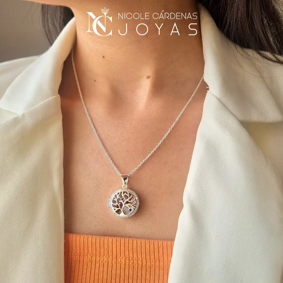 RELICARIO CIRCULAR ÁRBOL DE LA VIDA CON CIRCONES