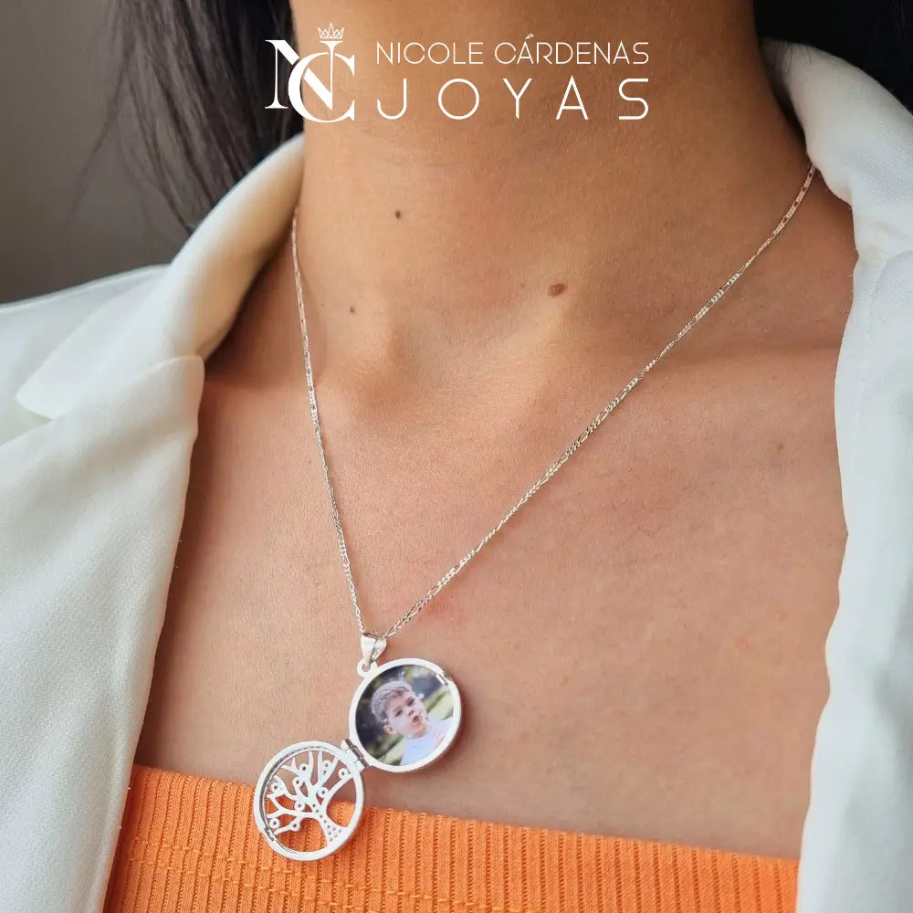 RELICARIO CIRCULAR ÁRBOL DE LA VIDA CIRCONES MULTICOLOR