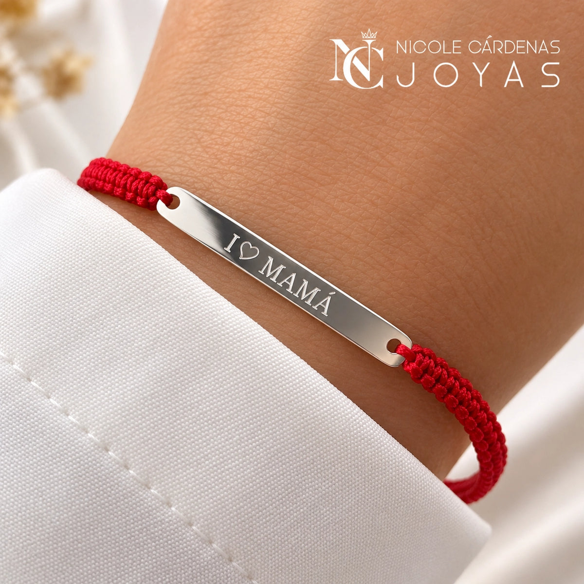 PULSERA HILO ROJO PIOCHA I LOVE MAMÁ