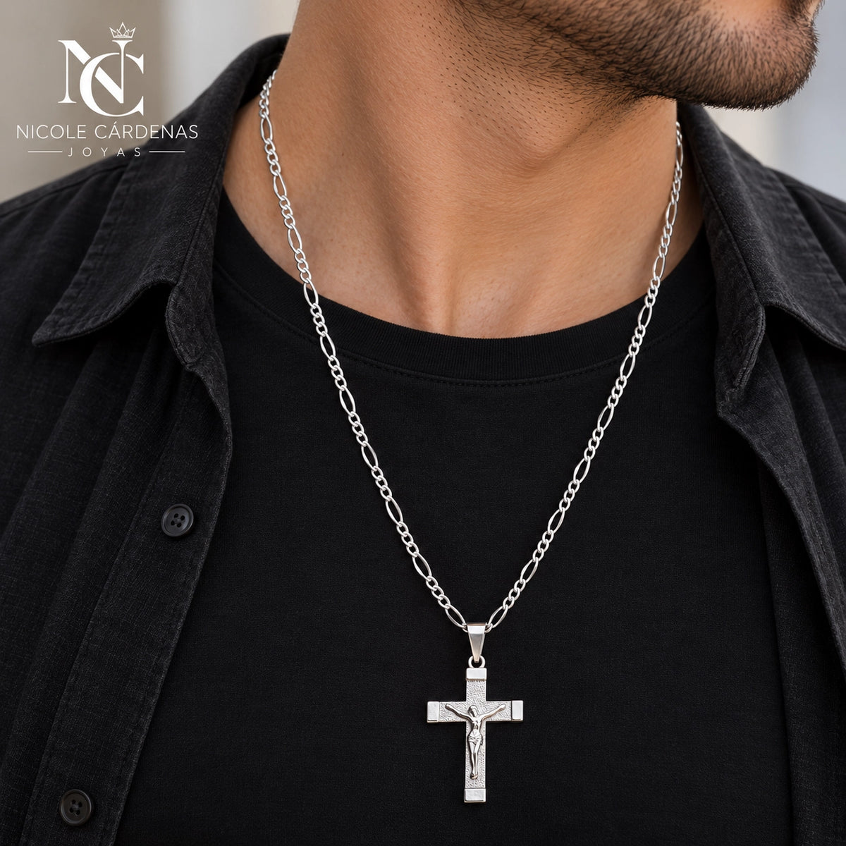 CRUCIFIJO CON CADENA CARTIER  60 CM LARGO- 3 MM ANCHO