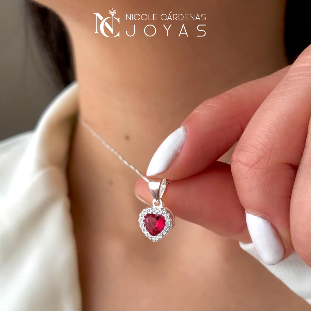 CONJUNTO CORAZÓN RUBÍ Y MICROCIRCONES