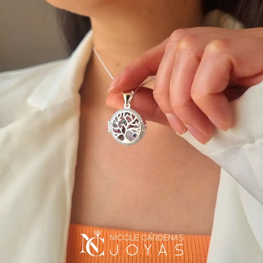 RELICARIO CIRCULAR ÁRBOL DE LA VIDA CON CIRCONES