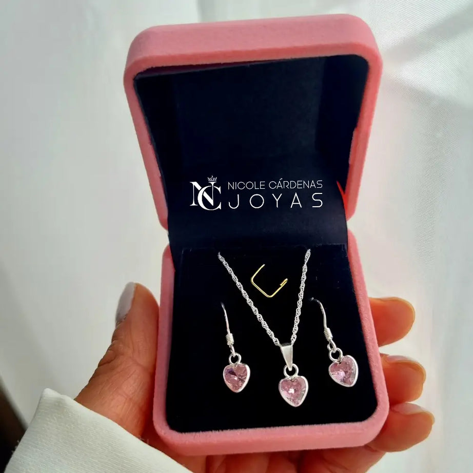 CONJUNTO CORAZÓN CIRCÓN ROSA