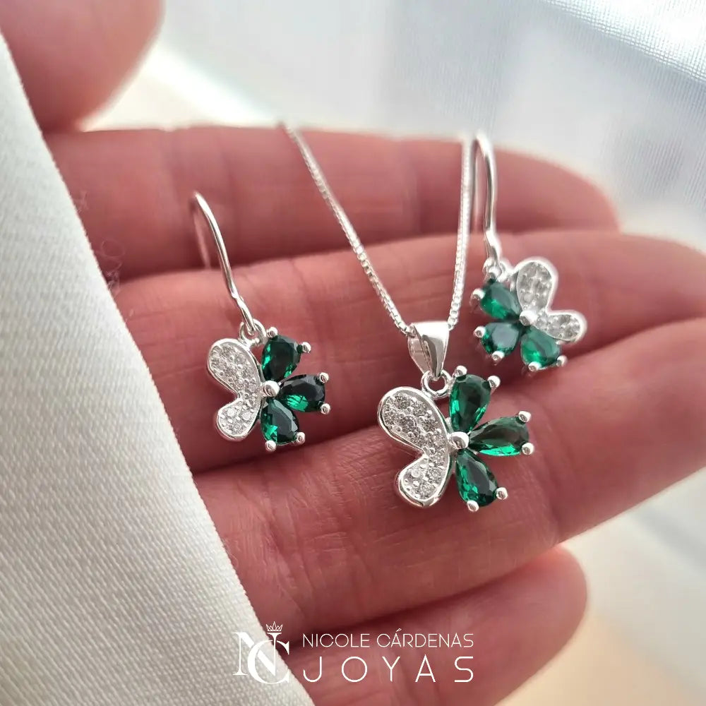 CONJUNTO FLOR CIRCONES ESMERALDA