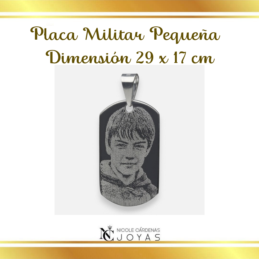 Fotograbado en placa militar pequeña