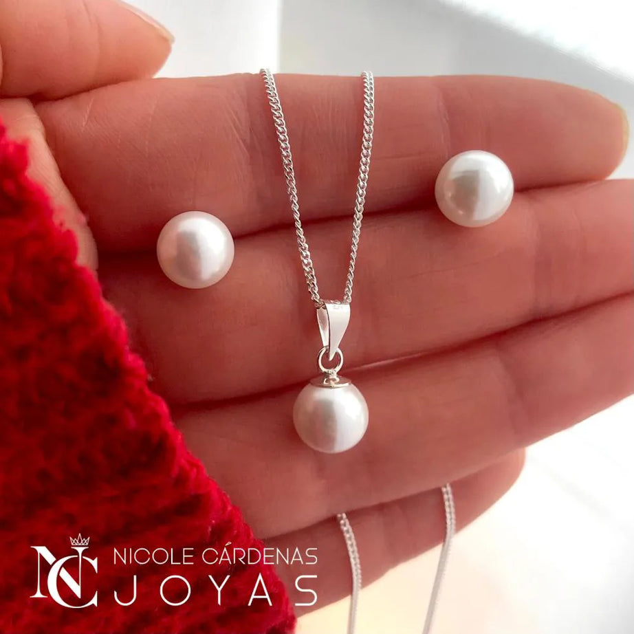 CONJUNTO PERLAS BLANCAS 8 MM