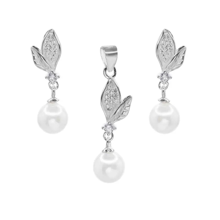 CONJUNTO HOJAS Y PERLAS