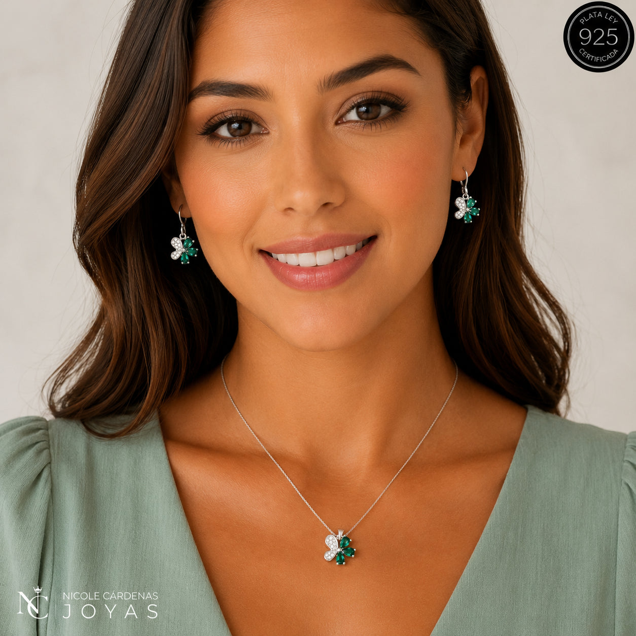 CONJUNTO FLOR CIRCONES ESMERALDA