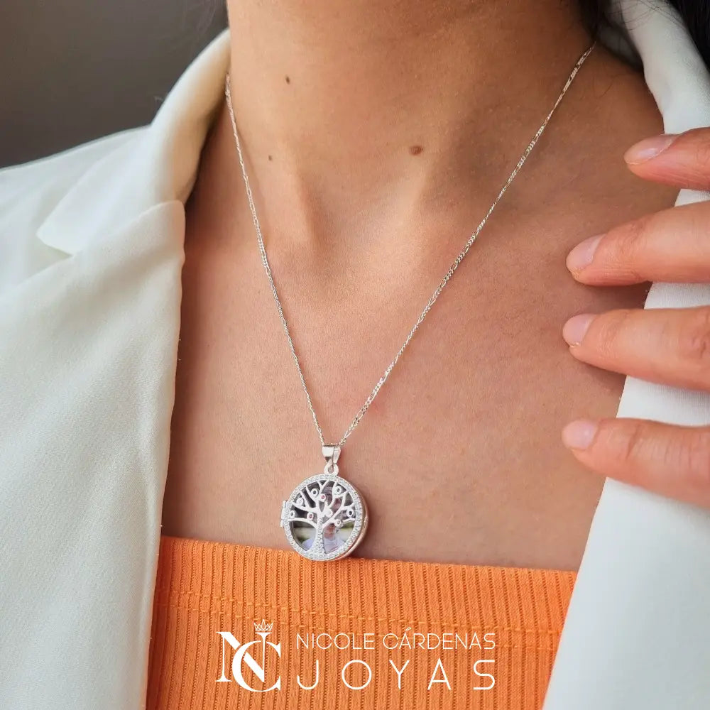 RELICARIO CIRCULAR ÁRBOL DE LA VIDA CIRCONES MULTICOLOR