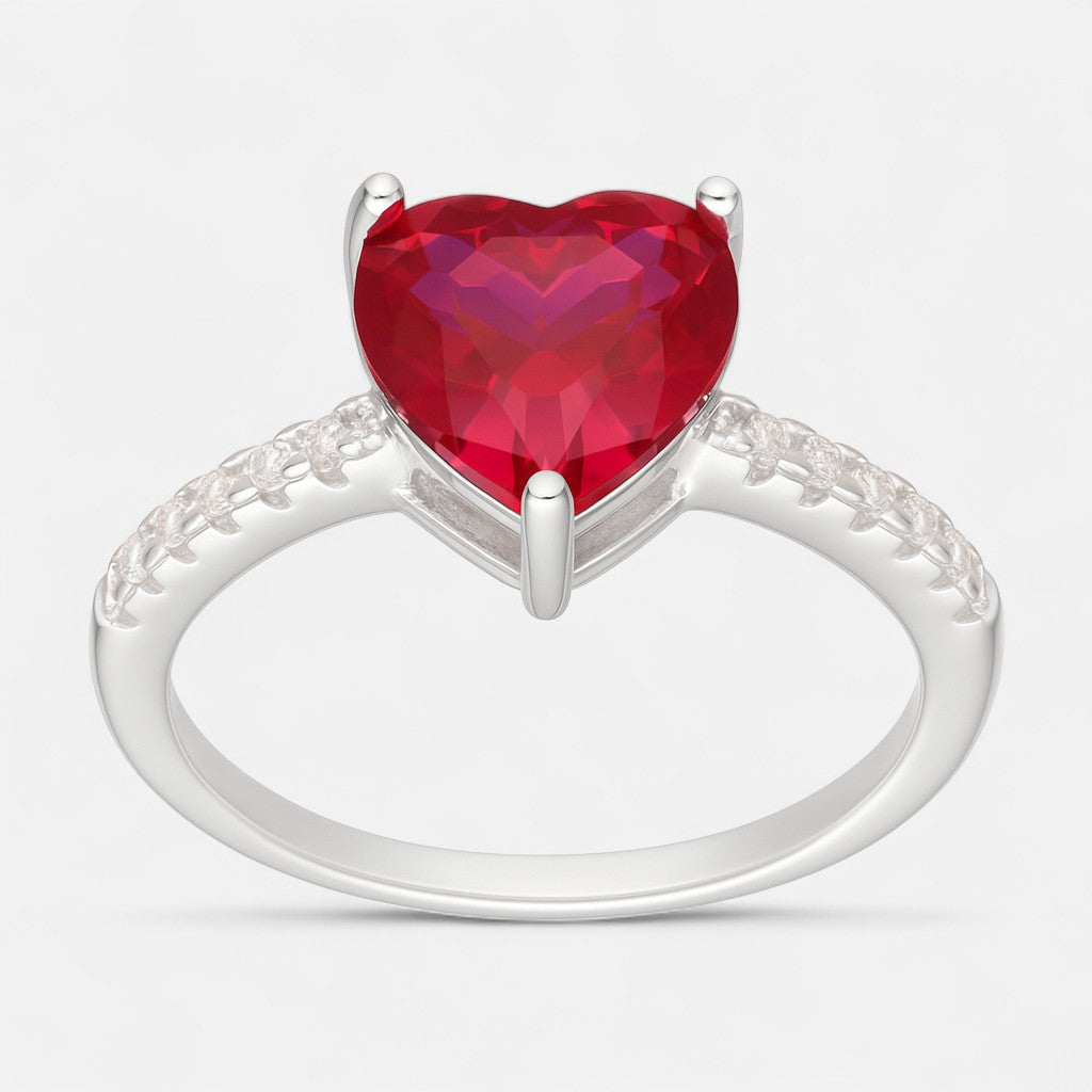 ANILLO CORAZÓN RUBÍ DE 8 mm