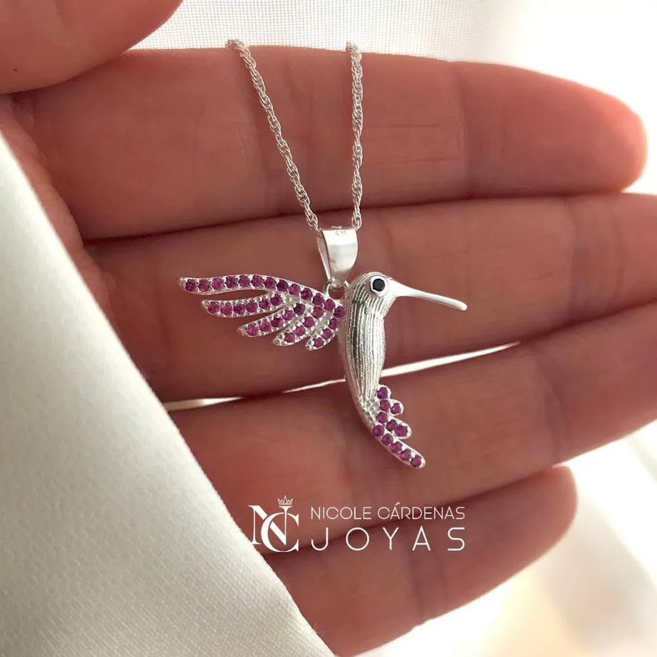 COLLAR COLIBRÍ CIRCONES RUBÍ