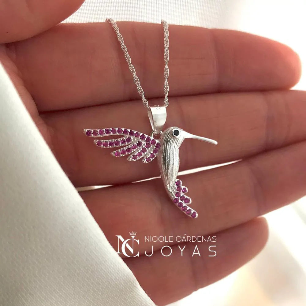 COLLAR COLIBRÍ CIRCONES RUBÍ