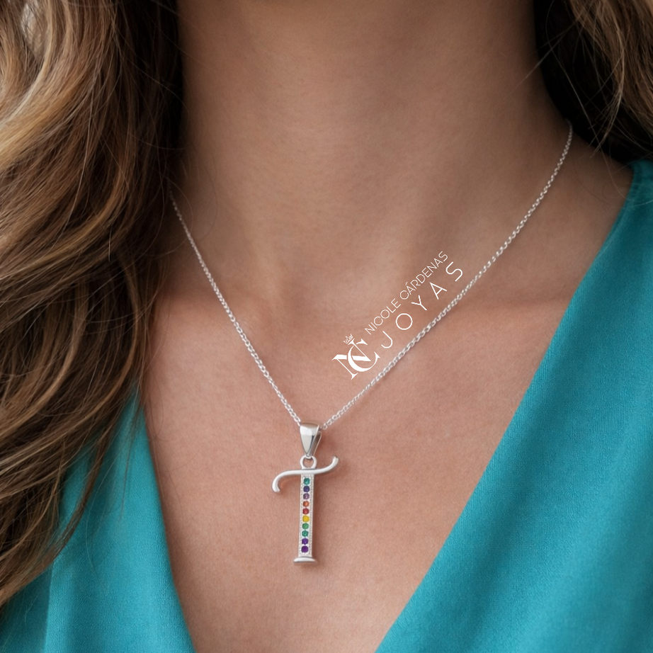 COLLAR LETRAS CIRCONES MULTICOLOR