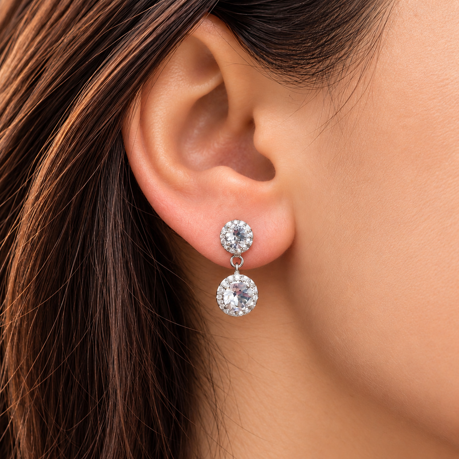 AROS CRISTAL BLANCO HECHO CON SWAROVSKI STRASS