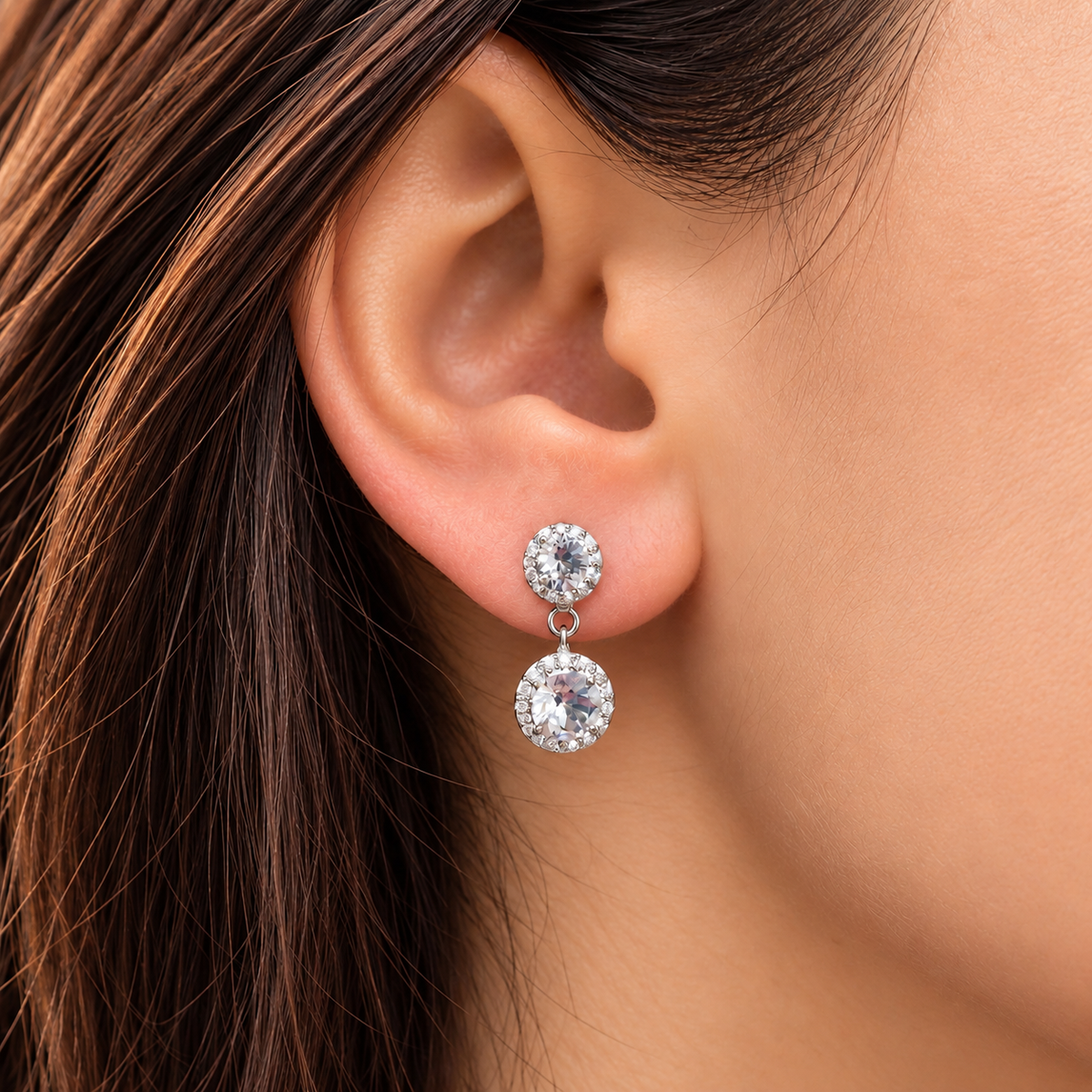 AROS CRISTAL BLANCO HECHO CON SWAROVSKI STRASS