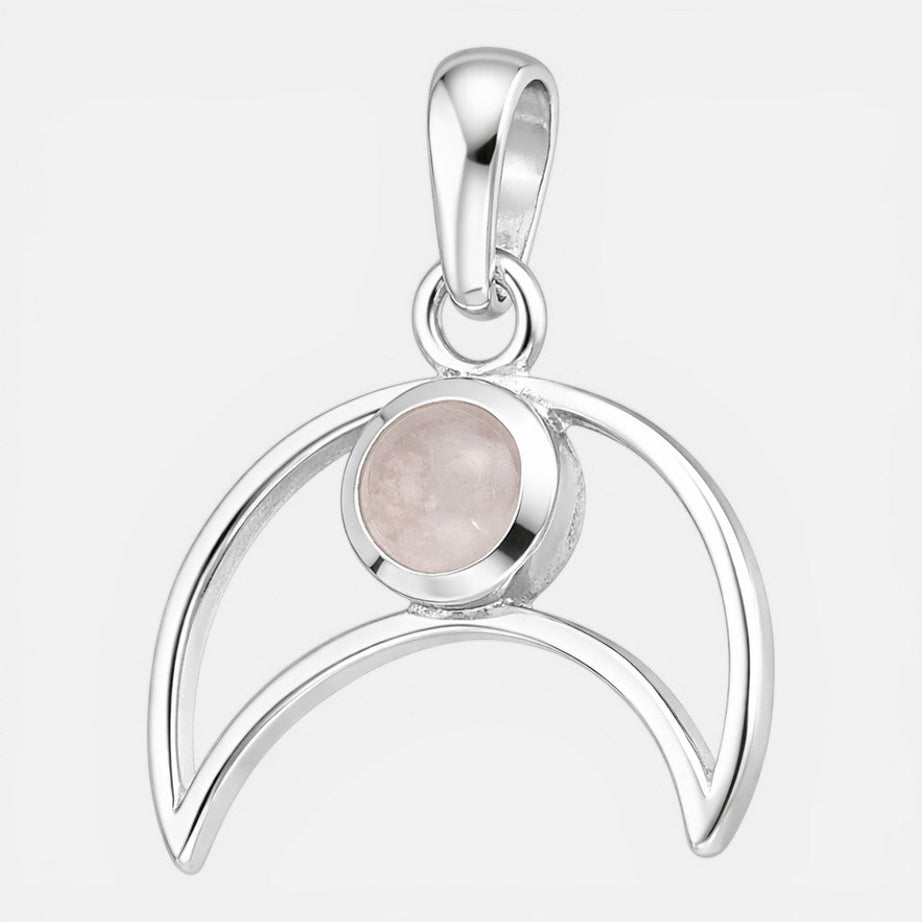 COLLAR LUNA INVERTIDA CON CUARZO ROSA