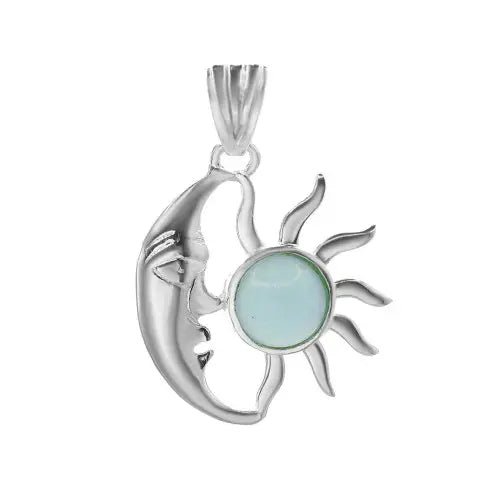COLLAR SOL Y LUNA CON PIEDRA CALCEDONIA