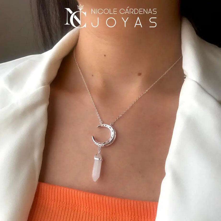 COLLAR LUNA Y CUARZO BLANCO
